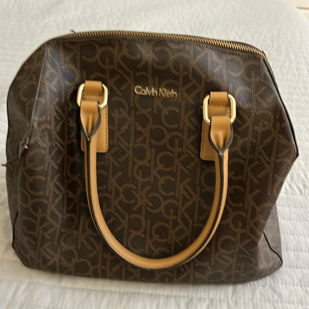 Calvin Klein Satchel Medium size, Brown Signature Bag . Excellent condition.
